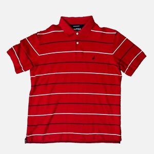 Nautica Red Polo Short Sleeve Shirt with White & Navy Stripes Size XXL